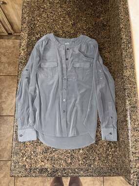 Soho New York & Company Jeans Gray Button Down Shirt Size S